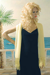 Sheer Silk Scarf with Tiny Glitter and Fringe