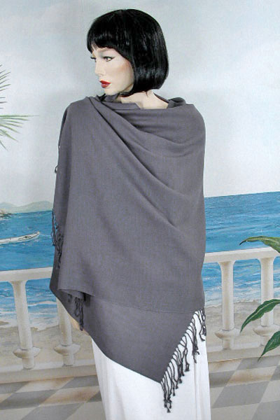 Soft Acrylic Shawl with Fringed Edge, a fashion accessorie - Evening Elegance
