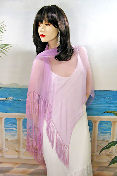 Long Silk Chiffon Scarf or Shawl with Fringed Edge, a fashion accessorie - Evening Elegance