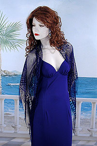 Sheer Lace Floral Shawl with Fringe Trim for Day or Evening