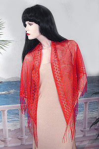 Sheer Lace Floral Shawl with Fringe Trim for Day or Evening