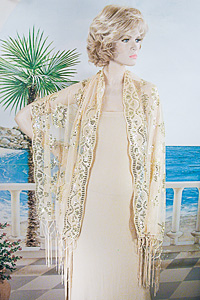 Sheer sequined Embroidered Oblong Shawl Wrap