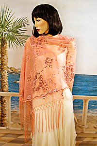 Sheer sequined Embroidered Oblong Shawl Wrap
