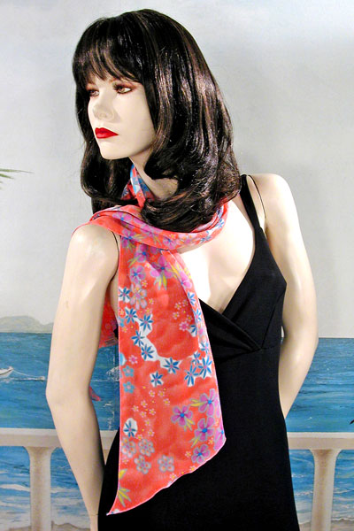 Long Floral Print Scarf, a fashion accessorie - Evening Elegance