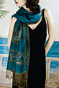 Pashmina Shawls with Feather Starburst Design