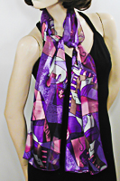 Picasso Long Silky Print Neck Scarf Wrap
