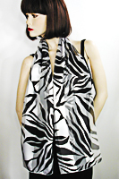 Black White Zebra Pint Long Silky Oblong Scarf 