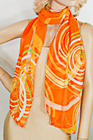 Long Soft Chiffon Scarf with Large Abstract Circles Print