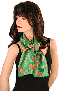 Gingerbread Man Long Silky Neck Scarf.