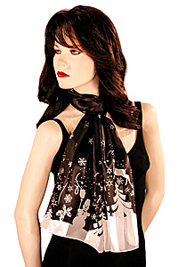 Christmas Border Print Scarf with Reindeer and Snowmen