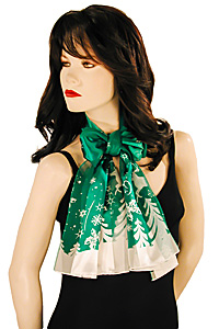 Christmas Border Print Scarf with Reindeer and Snowmen