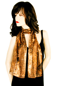 Tiger Animal Print Long Satin Chiddon Lightweight Neck Scarf