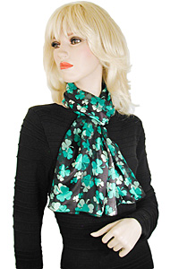 Shamrocks in Two Shades of Green Long Silky Neck Scarves