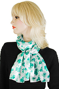 Shamrocks in Two Shades of Green Long Silky Neck Scarves