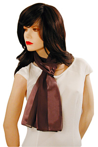 Long Solid Color Satin Chiffon Striped Scarf