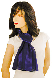 Long Solid Color Satin Chiffon Striped Scarf