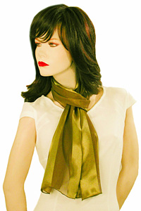 Long Solid Color Satin Chiffon Striped Scarf