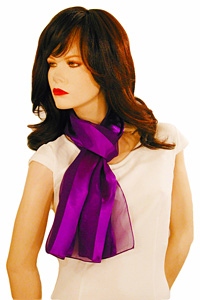 Long Solid Color Satin Chiffon Striped Scarf