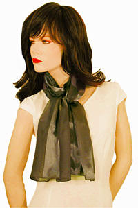 Long Solid Color Satin Chiffon Striped Scarf