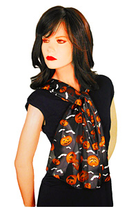Pumpkins and Bats Halloween Scarves