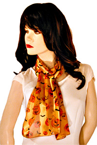 Pumpkins and Bats Halloween Scarves