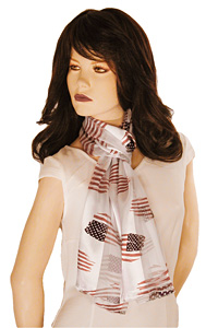 Wavy USA Flag Long Silky Neck Scarf