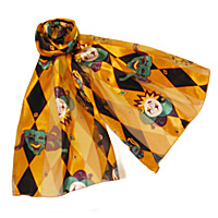 Mardi Gras Scarf with Clowns and Masks