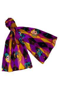 Mardi Gras Scarf with Clowns and Masks