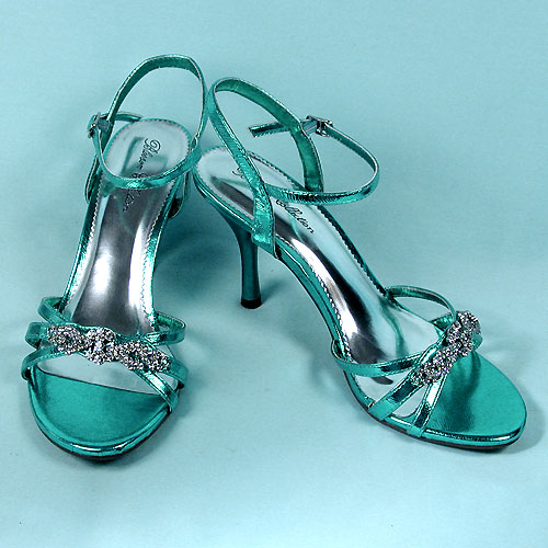 Bright Colored Shoe with Rhinestone Decoration, a fashion accessorie - Evening Elegance