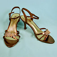 Brown Metallic Shoes with Rhinestones