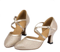 Closed Toe Sparkly Mesh Metallic Ballroom, Tango, Latin Dance Shoes